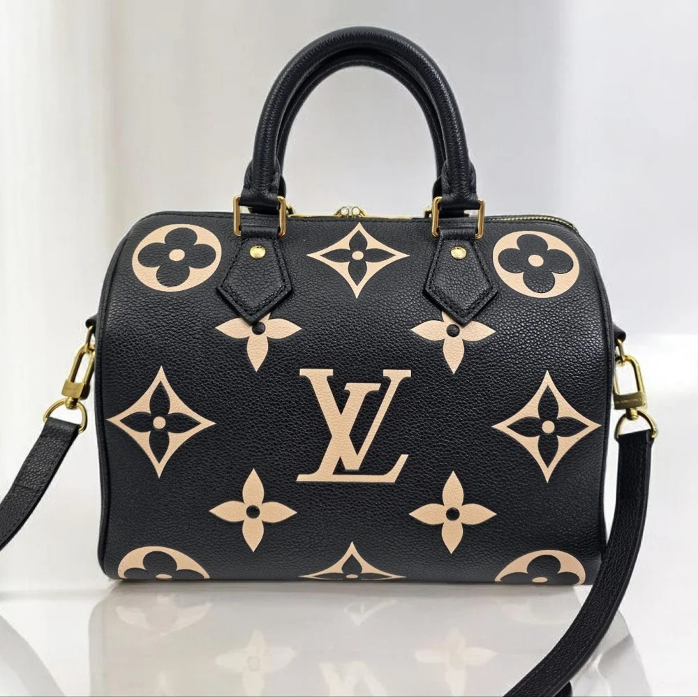 Louis Vuitton Speedy Bandouliere 25 Bicolor Empreinte Black Crossbody Bag